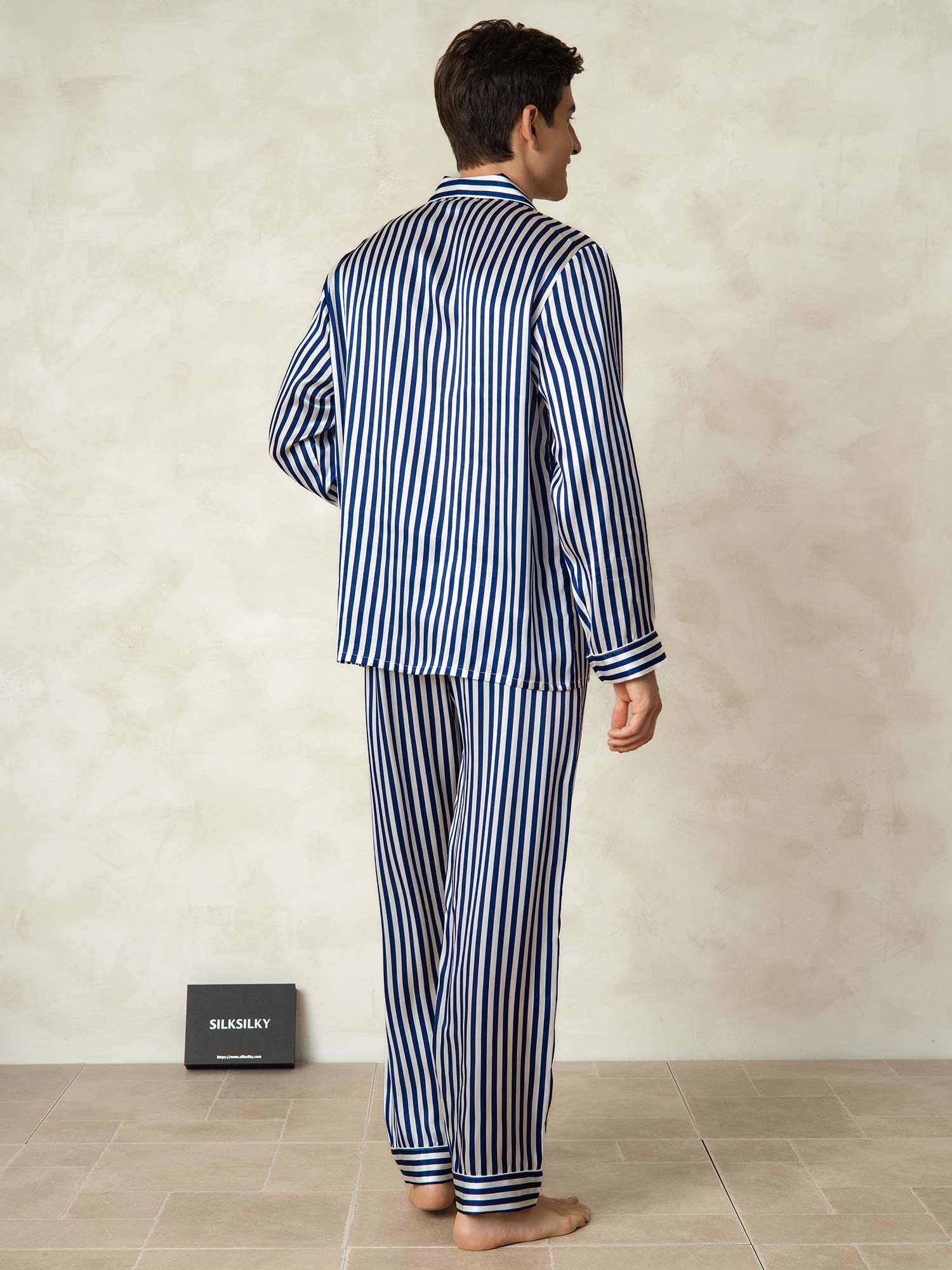 [Raya Marina] SilkSilky-ES 19Momme Seda Pura Mens Pajamas 002