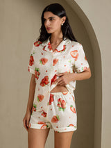[Fresa Blanca] SilkSilky-ES Short Sleeve Notch Collar Pijamas de mujer 003