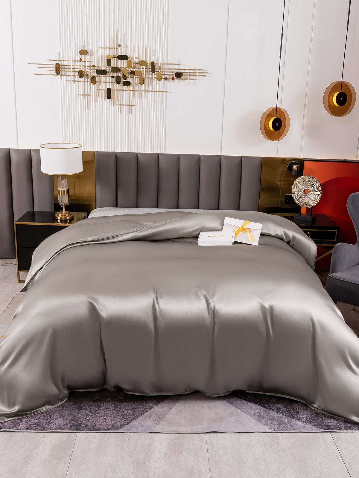 [Gris] SilkSilky-ES 19Momme Seda Pura Duvet Cover 002