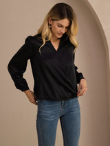 [Negro] SilkSilky-ES Long Sleeve Blouse 003