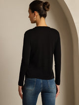[Negro] SilkSilky-ES Long Sleeve Crew Neck Camisetas de Mujer 002