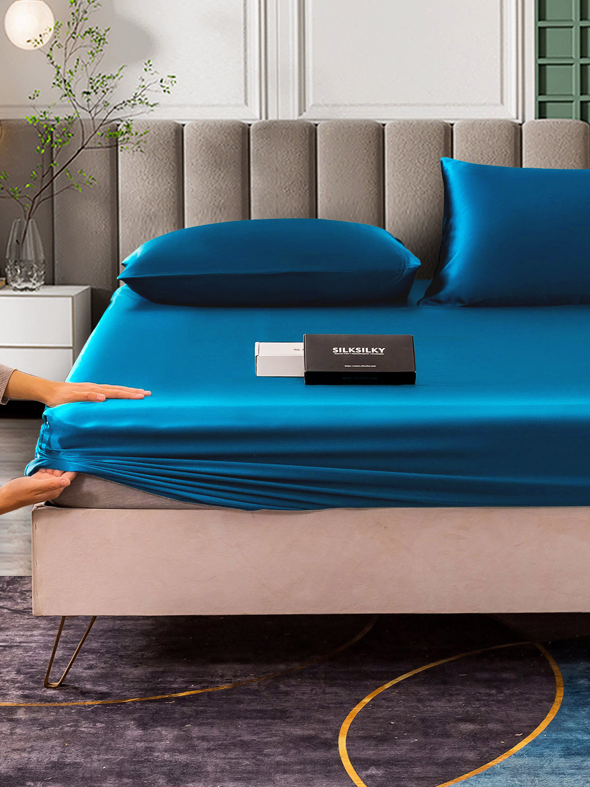 [Azul Real] SilkSilky-ES 25Momme Seda Pura Bedding Set 006
