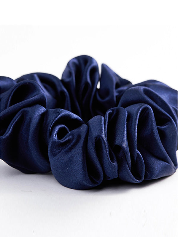 SilkSilky ES 19Momme Seda Pura Scrunchie Azul 005