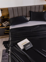 [Negro] SilkSilky-ES 19Momme Juego de ropa de cama 005