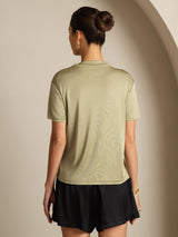 [Hierba Seca] SilkSilky-ES Short Sleeve Camisetas de Mujer 002