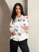 [Mariposa Blanca] SilkSilky-ES Long Sleeve Lapel Collar Blusas de Mujer 005