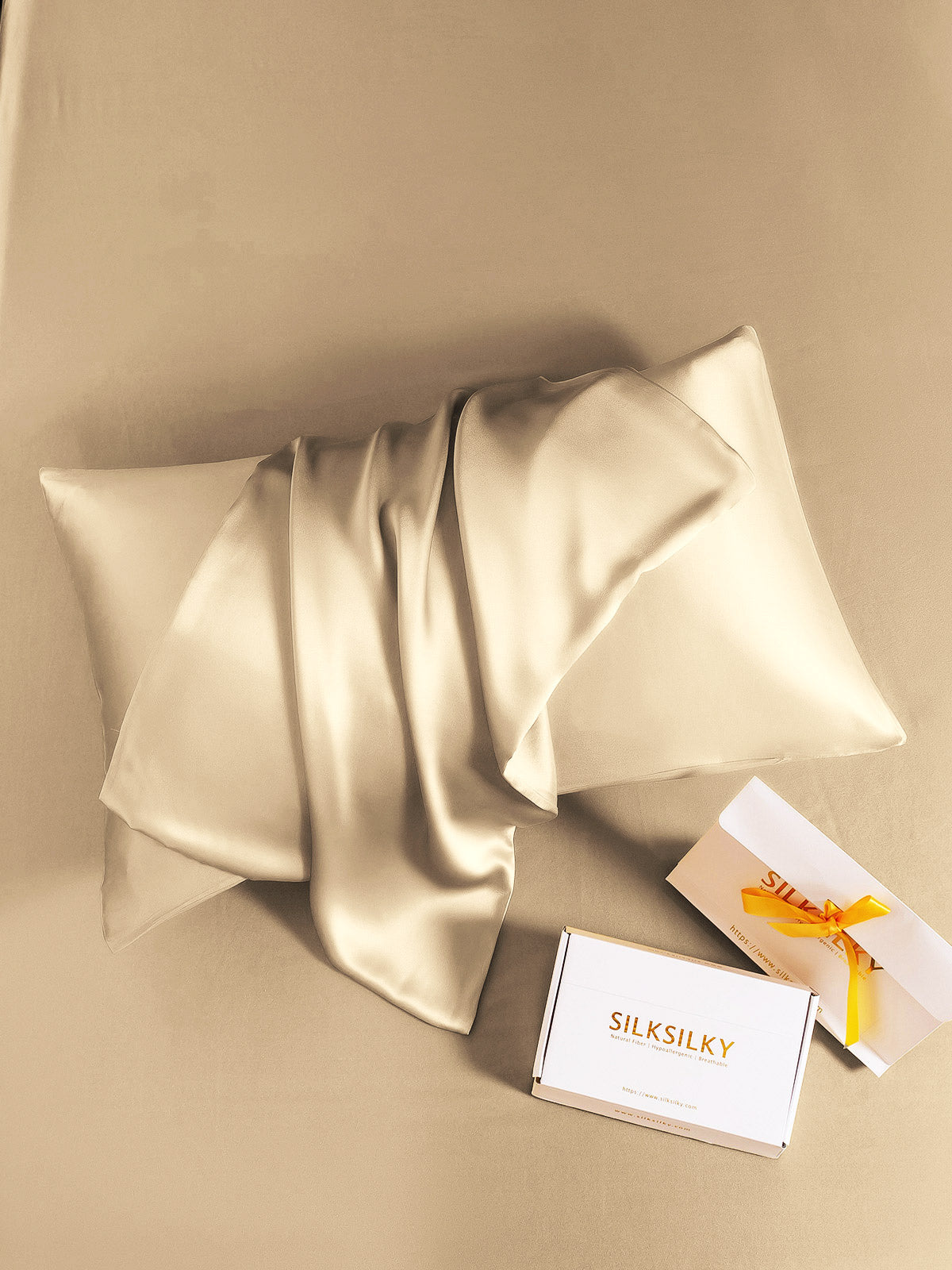 [Beige] SilkSilky-ES 19Momme Seda Pura Pillowcase 006