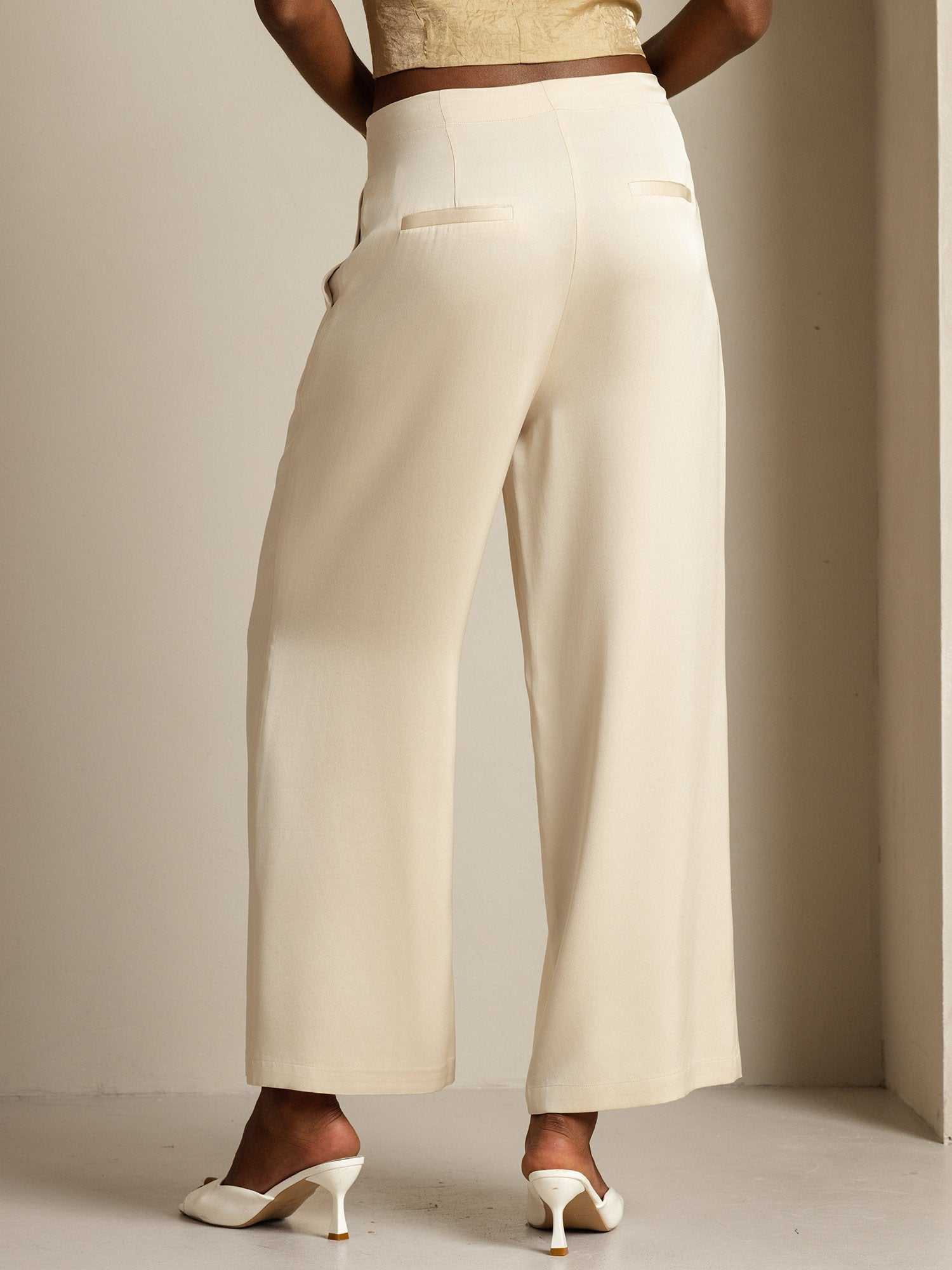[Beige] SilkSilky-ES 19Momme Seda Womens Pants 002