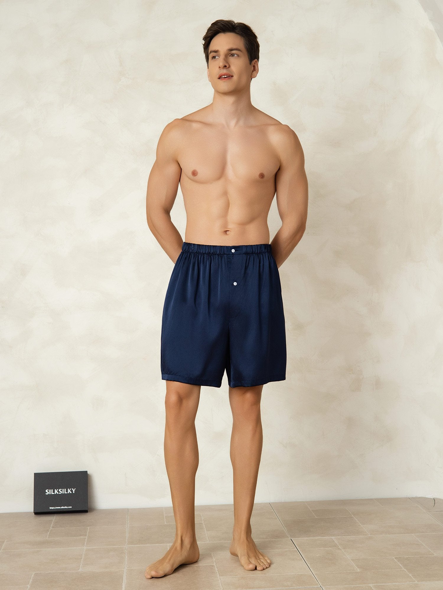 [AzulOscuro] SilkSilky-ES Seda Pura Mens Sleep Bottoms 003