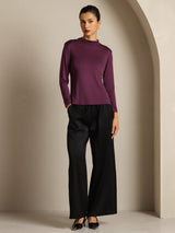 [Púrpura] SilkSilky-ES Seda Pura Womens T-Shirt 008