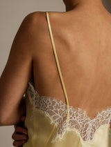 [Amarillo Claro] SilkSilky-ES Spaghetti Strap V Neck Top de tirantes 005