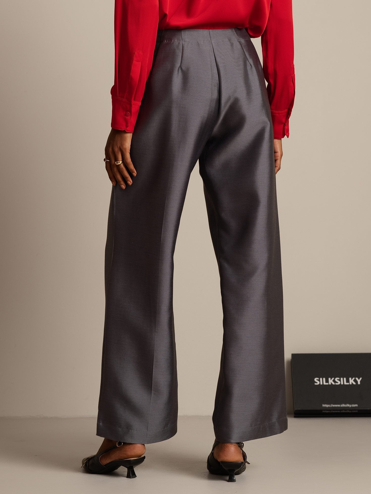 [Gris] SilkSilky-ES 32Momme Silk-Wool Blend Womens Pants 002,