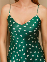 [Corazón Verde] SilkSilky-ES Spaghetti Strap V Neck Conjunto de tirantes 013