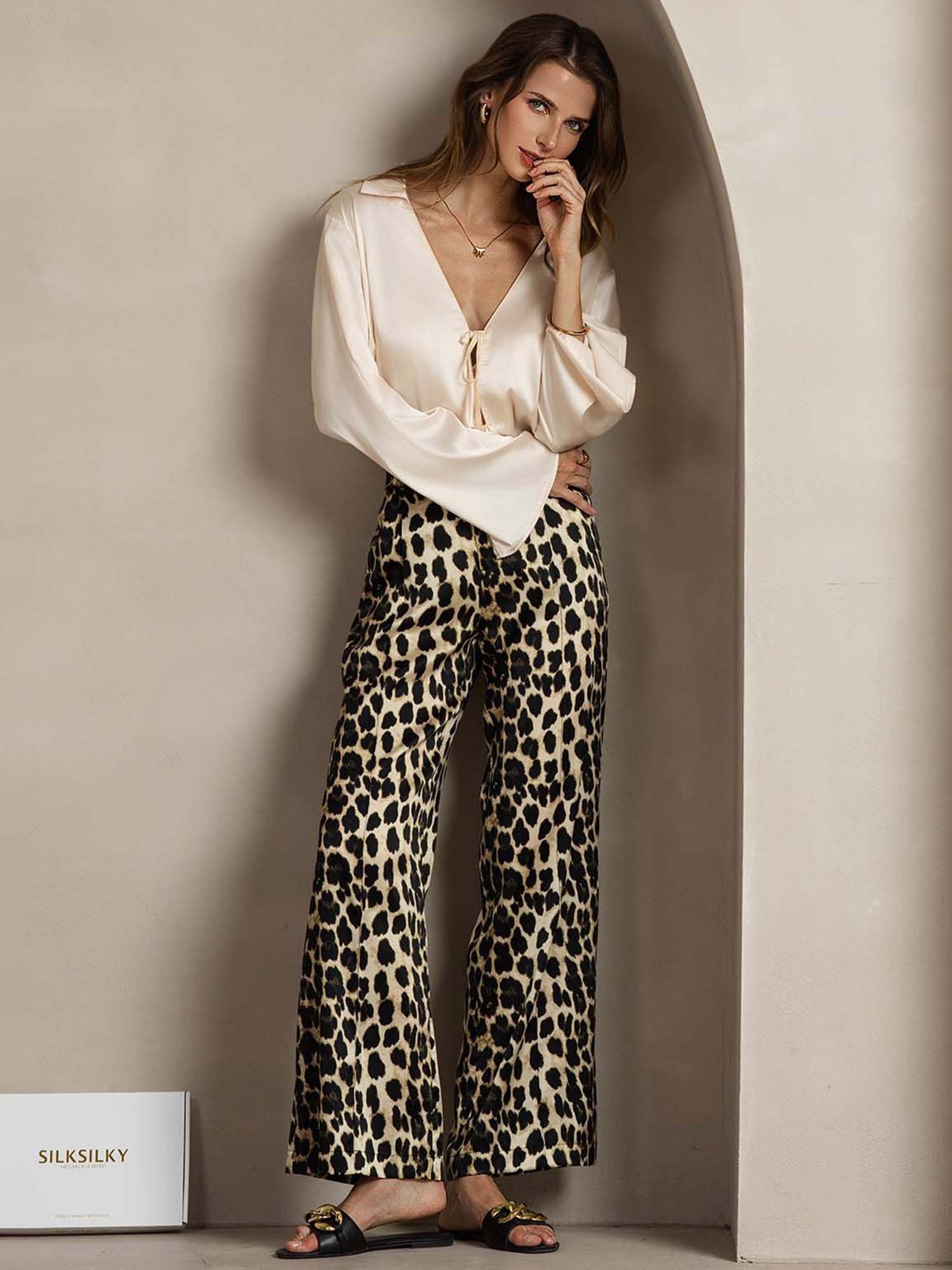 [Leopardo] SilkSilky-ES 19Momme Seda Womens Pants 005