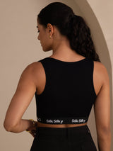 [Negro] SilkSilky-ES Sleeveless Crew Neck Top de tirantes 002