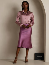 [Malva Pálido] SilkSilky-ES Long Sleeve Lapel Collar Blusas de Mujer 008