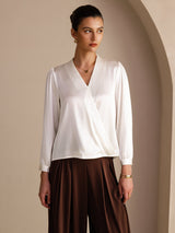 [Blanco] SilkSilky-ES Long Sleeve Blouse 001