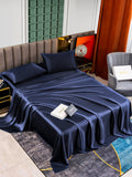 SilkSilky ES 25Momme Seda Pura Bedding Set AzulOscuro 003