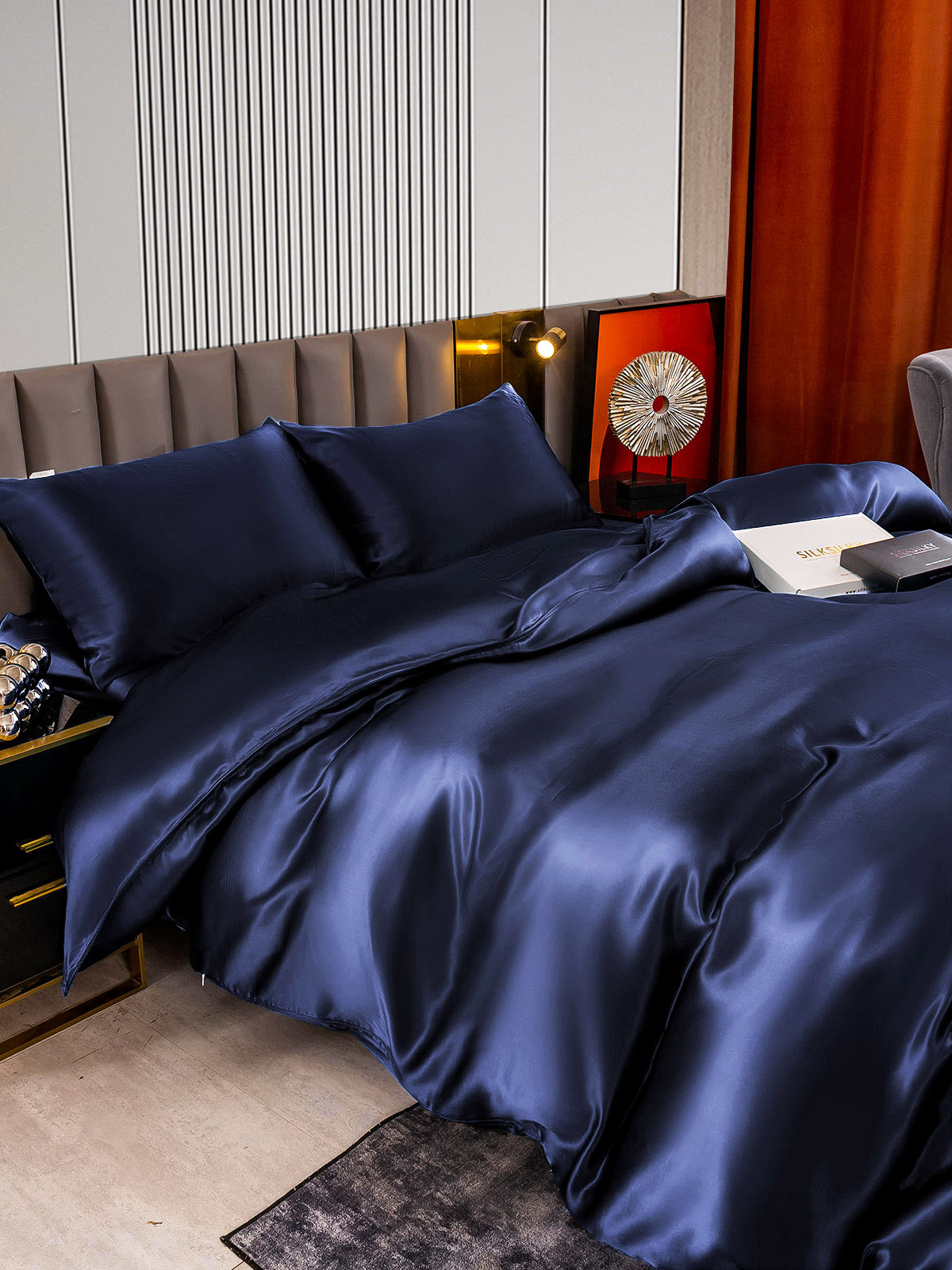 [Azul Oscuro] SilkSilky-ES 22Momme Seda Pura Bedding Set 006