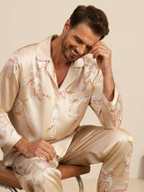 [Champán] SilkSilky-ES Long Sleeve Notch Collar Pijamas de hombre 006