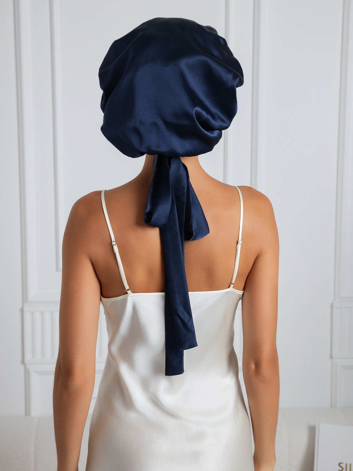 [Azul Oscuro] SilkSilky-ES Seda Pura Sleep Cap 003