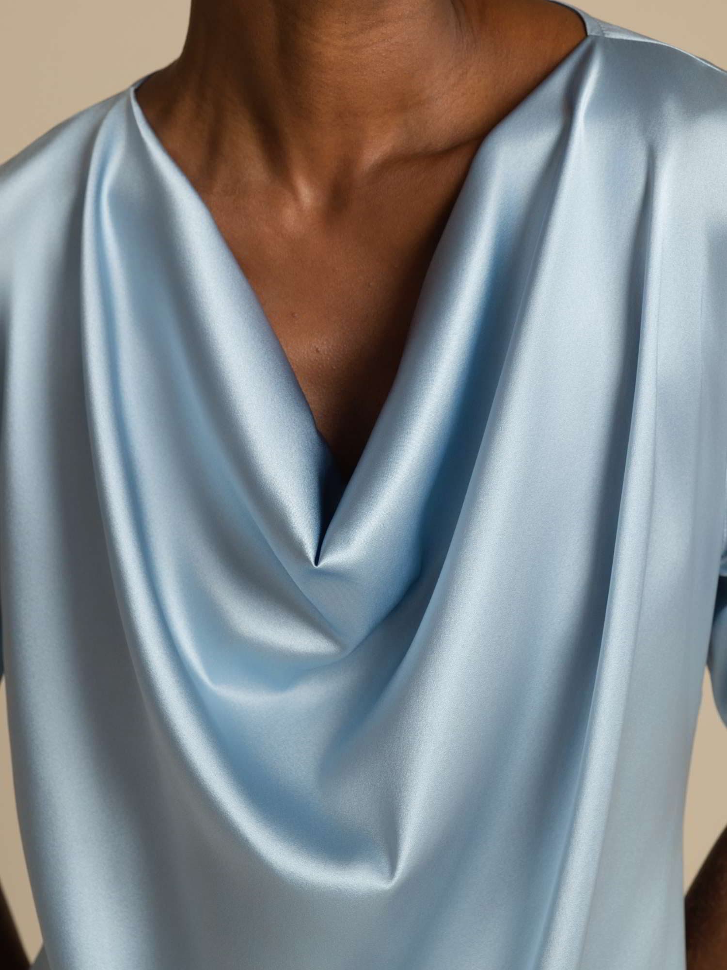 [Azul Grisáceo] SilkSilky-ES 19Momme Seda Manga corta Blouse 003