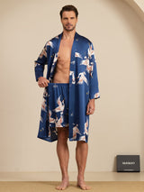 [Azul Oscuro] SilkSilky-ES 19Momme Long Sleeve Mens Pajamas 003