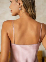 [Rosa] SilkSilky-ES Spaghetti Strap V Neck Camisón 004