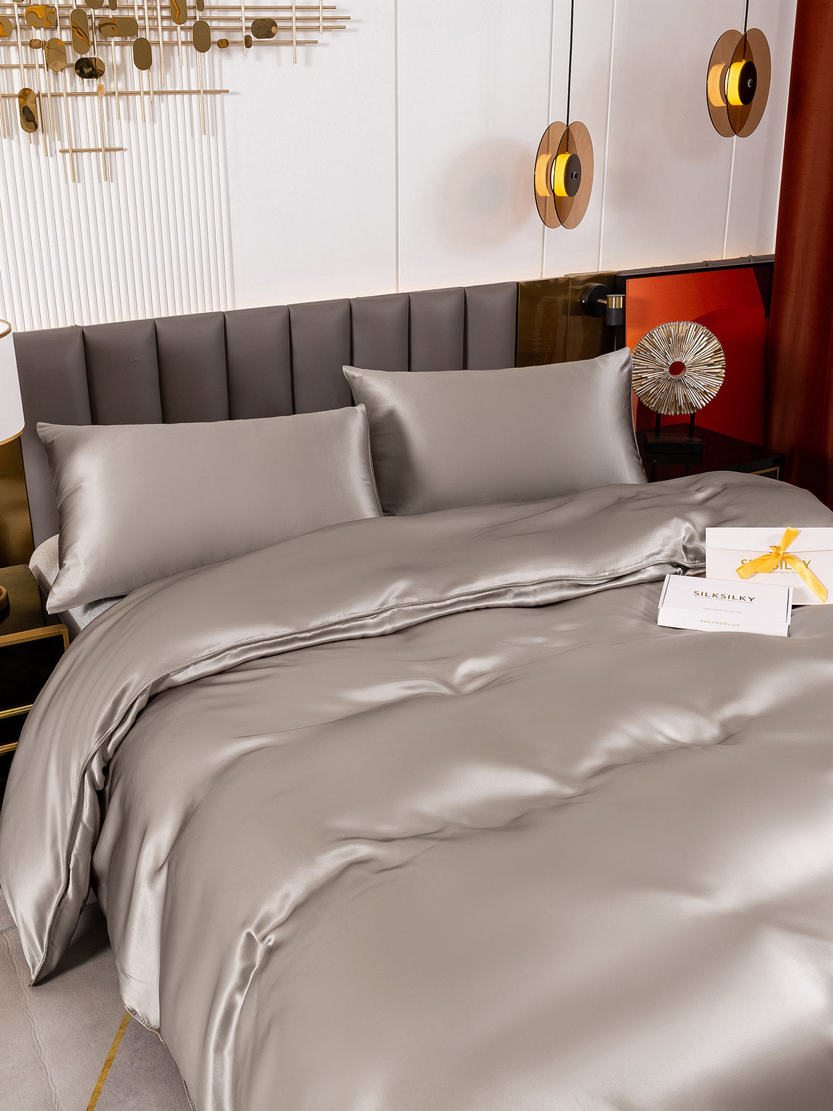 [Gris] SilkSilky-ES 19Momme Seda Pura Bedding Set 005