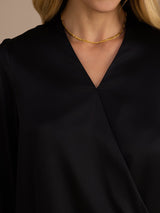 [Negro] SilkSilky-ES Long Sleeve Blouse 005