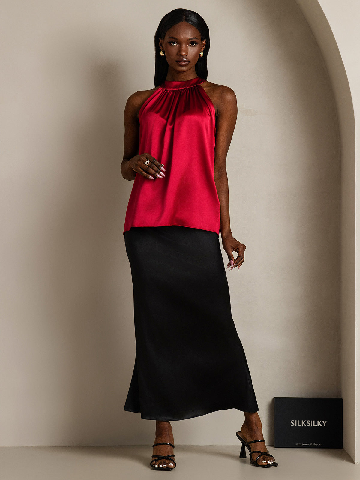 [Vino] SilkSilky-ES 19Momme Seda Womens T-Shirt 001