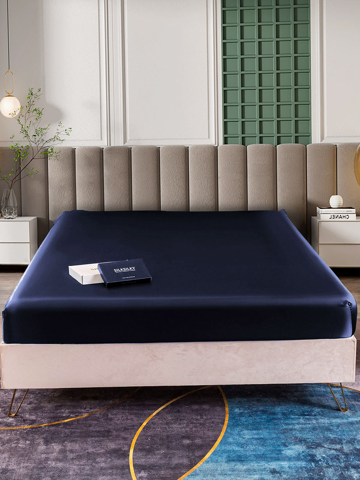 [Azul Oscuro] SilkSilky-ES 25Momme Seda Pura Sheet 002