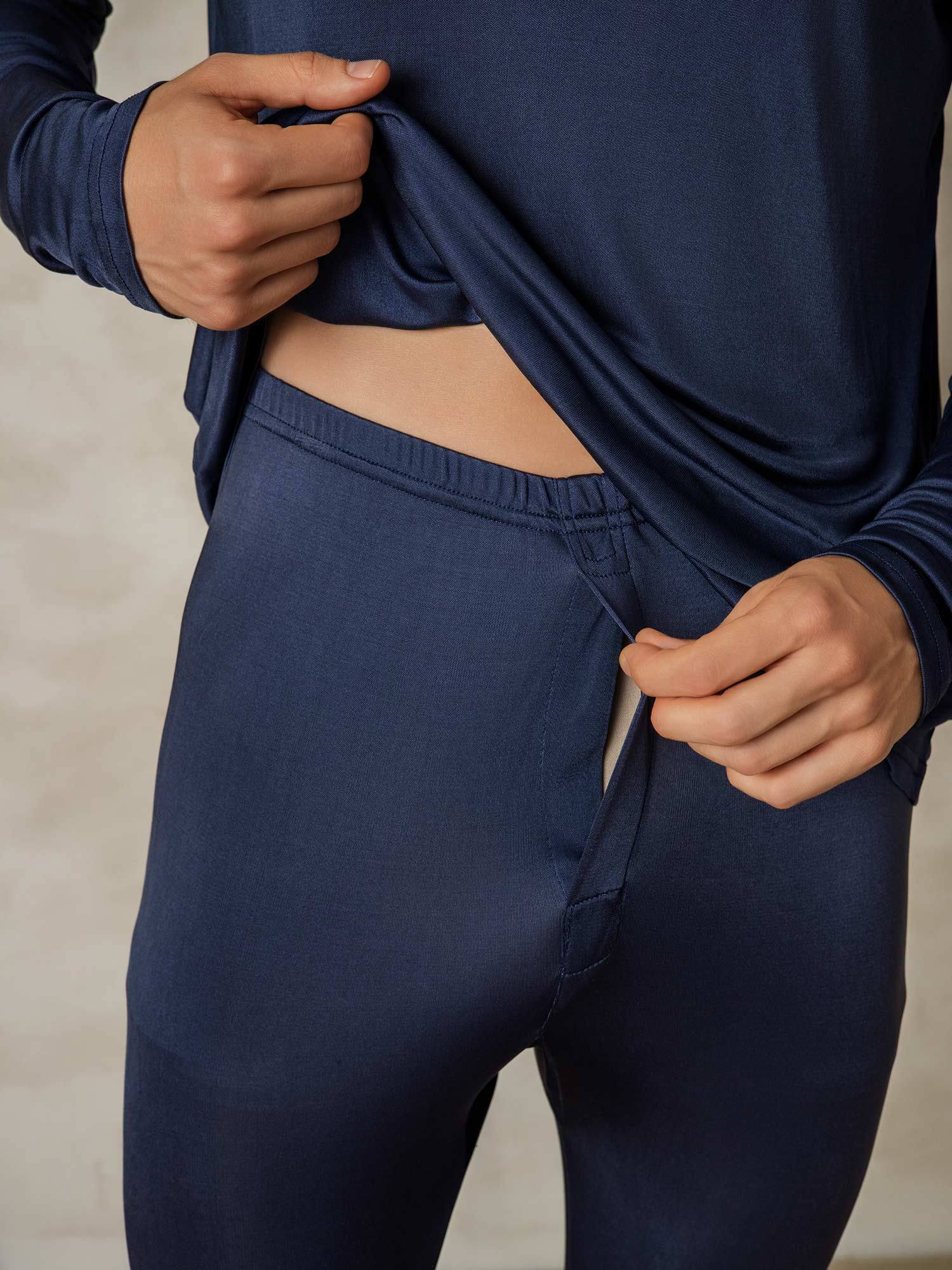 [AzulOscuro] SilkSilky-ES Seda Mens Pajamas 005