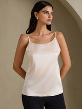 [Beige] SilkSilky-ES Spaghetti Strap Top de tirantes 001