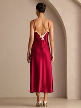 [Vino] SilkSilky-ES Spaghetti Strap V Neck Vestido 002