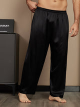 [Negro] SilkSilky-ES Seda Pura Mens Sleep Bottoms 004