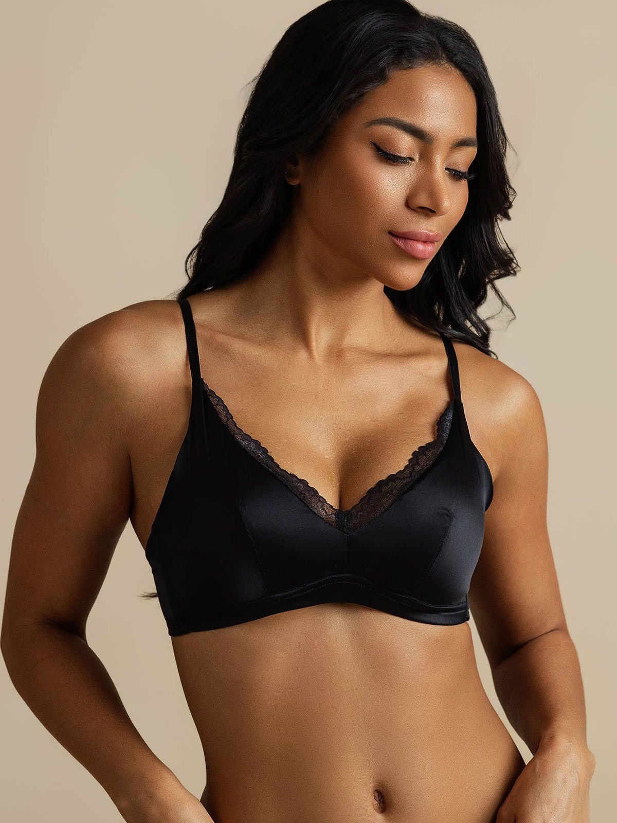 [Negro] SilkSilky-ES Seda Pura Bra 006