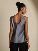 [Gris Oscuro] SilkSilky-ES Sleeveless V Neck Top de tirantes 002