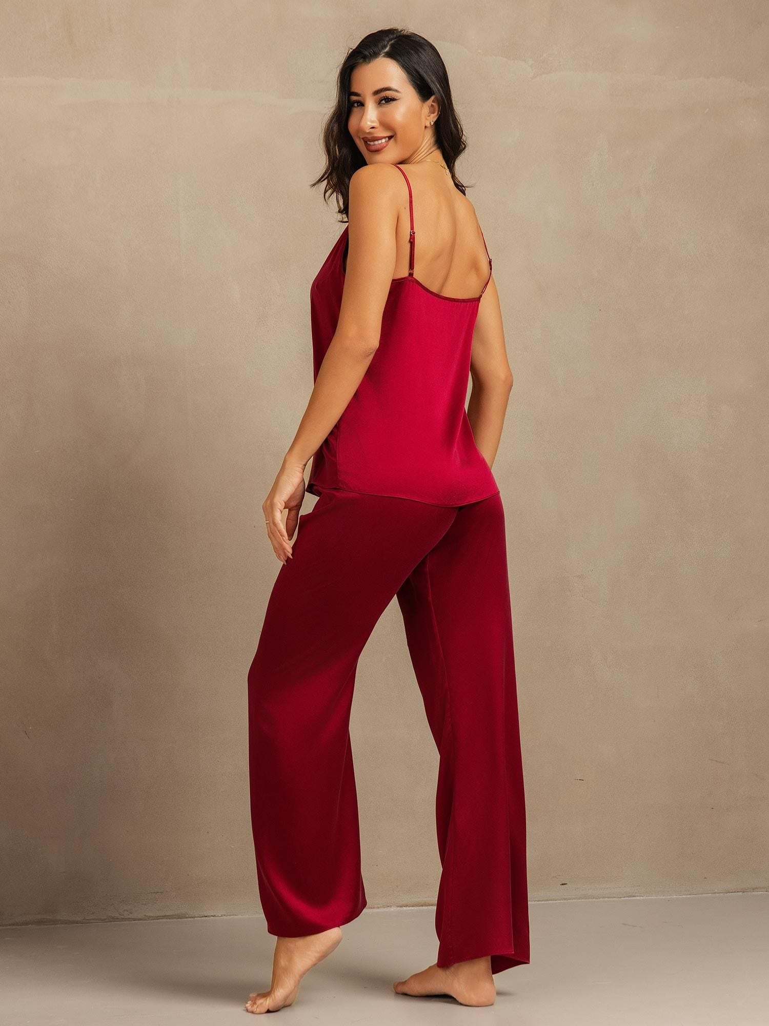 [Vino] SilkSilky-ES 19Momme Spalline Sottili Escote Cuchara Conjunto de tirantes 002