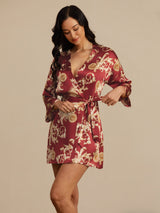 [Dragón Vino] SilkSilky-ES 3/4 Sleeve Bata de mujer 005
