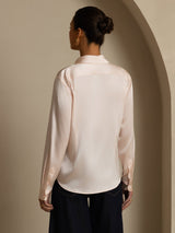 [Rosa Claro] SilkSilky-ES Long Sleeve Lapel Collar Blusas de Mujer 002