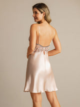 [Rosa] SilkSilky-ES Spaghetti Strap Deep V Neck Camisón 002