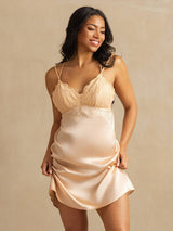 [Rosa Claro] SilkSilky-ES Spaghetti Strap V Neck Camisón 003