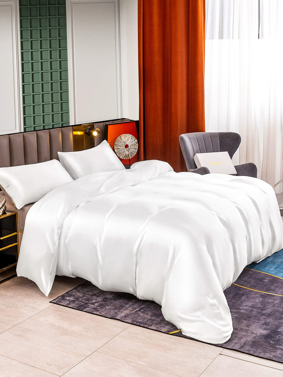 [Blanco] SilkSilky-ES 25Momme Seda Pura Bedding Set 004