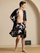 [Negro] SilkSilky-ES 19Momme Long Sleeve Mens Pajamas 001
