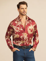 [Dragón Vino] SilkSilky-ES Long Sleeve Lapel Collar Camisa de hombre 003