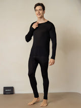 [Negro] SilkSilky-ES Long Sleeve Round Neck Ropa Interior Larga Hombre 001
