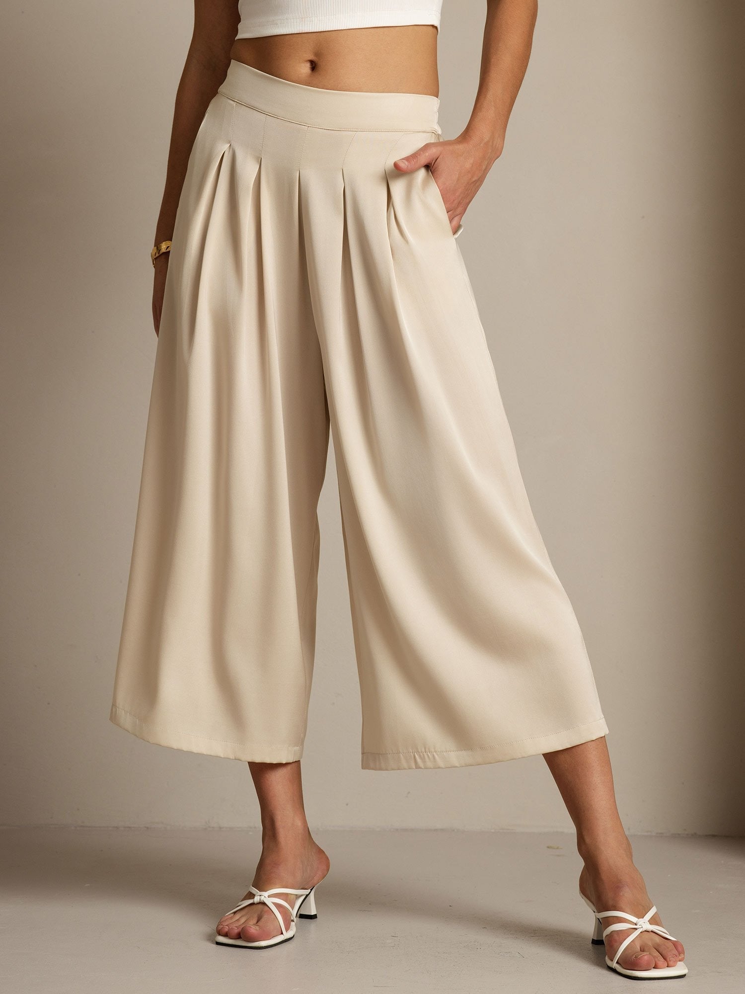 [Beige] SilkSilky-ES 19Momme Seda Womens Pants 003