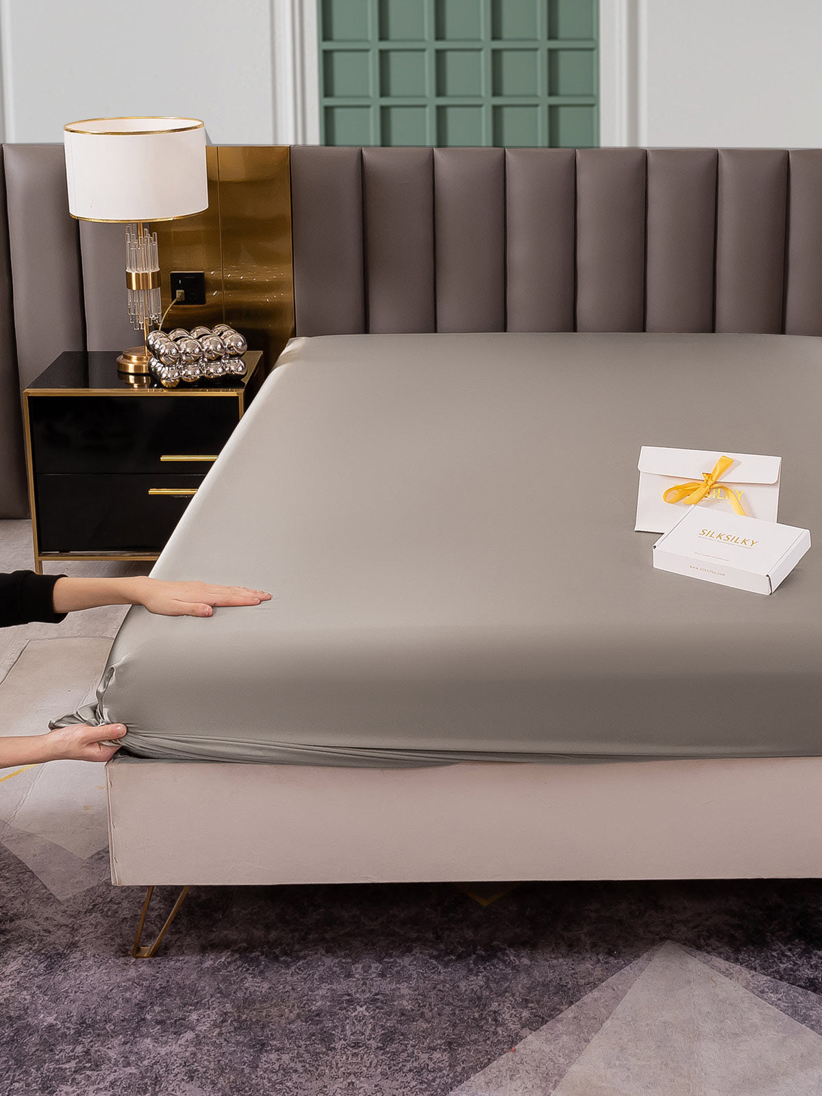 [Gris] SilkSilky-ES 25Momme Seda Pura Sheet 005