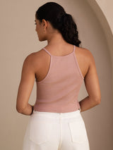 [Rosa] SilkSilky-ES Sleeveless Crew Neck Top de tirantes 002